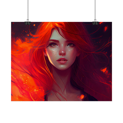 Glowing Female Portrait: Close-Up Artwork - Poster