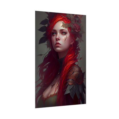 Intimate Red Hair Portrait: Artistic Female Figure in Black Dress - Poster