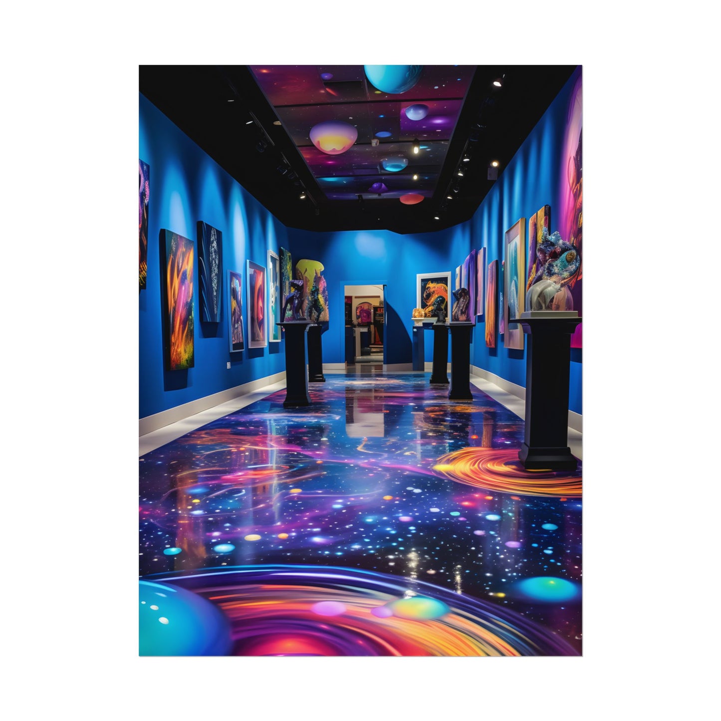 Celestial Art Gallery: Wide-Angle View with Soft Lighting - Poster