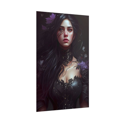 Striking Woman Portrait: Black Hair Artwork - Poster