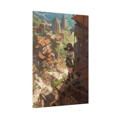 Dramatic Anime Feather: Bird's Eye View Illustration - Poster