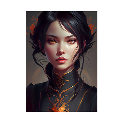 Realistic Female Portrait in Elegant Dress - Poster