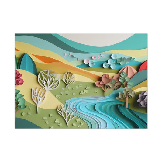 Vibrant Beach Landscape: Peaceful Digital Artwork - Poster