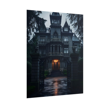Haunted Victorian Mansion: Spooky Atmosphere Artwork - Poster
