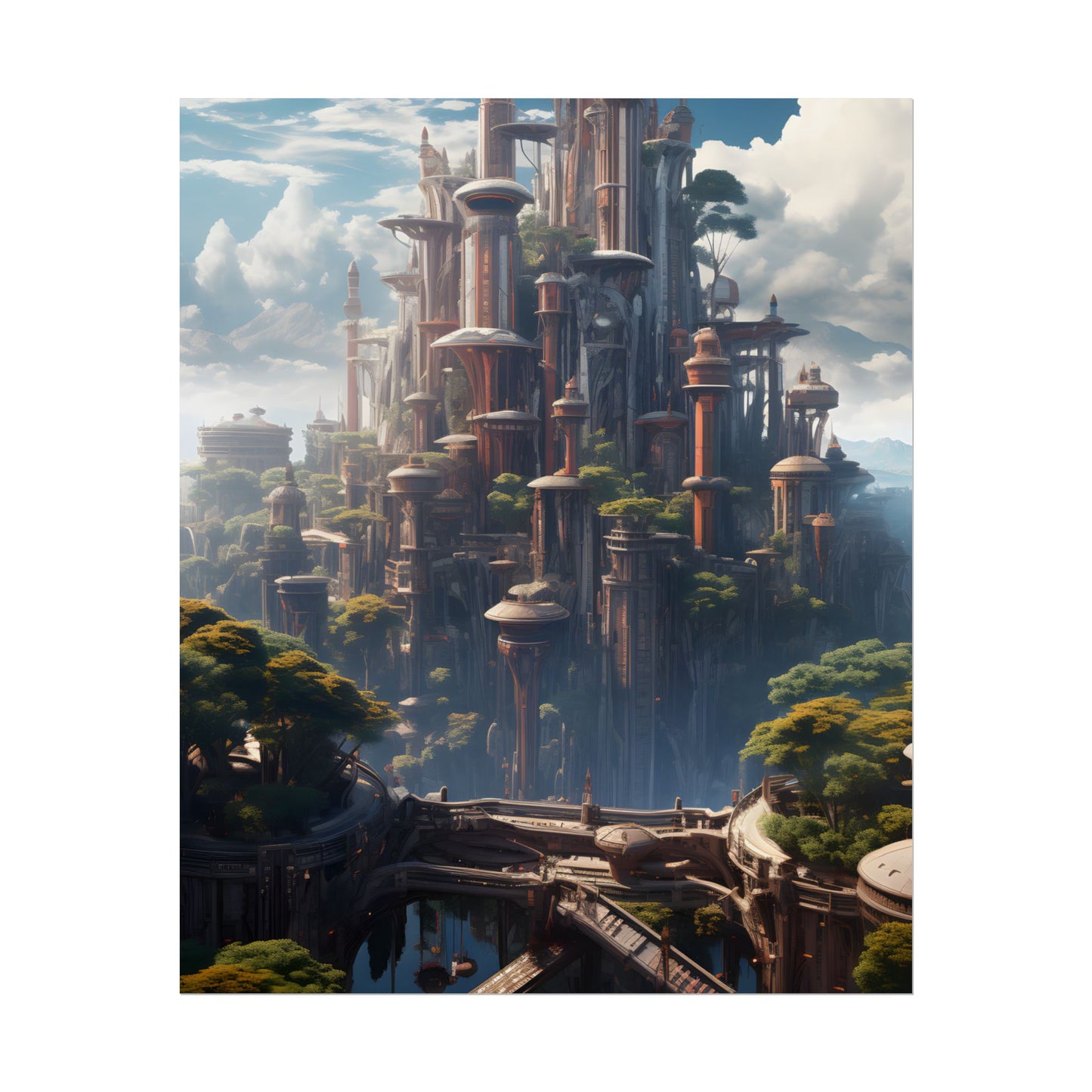 Floating City of Columbia: Breathtaking Modern Urban Landscape - Poster
