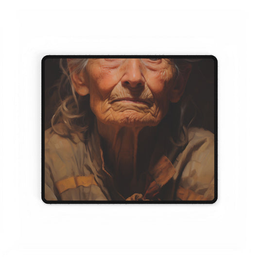 Wisdom of Age: Portrait of an Elderly Person - Desk Mat