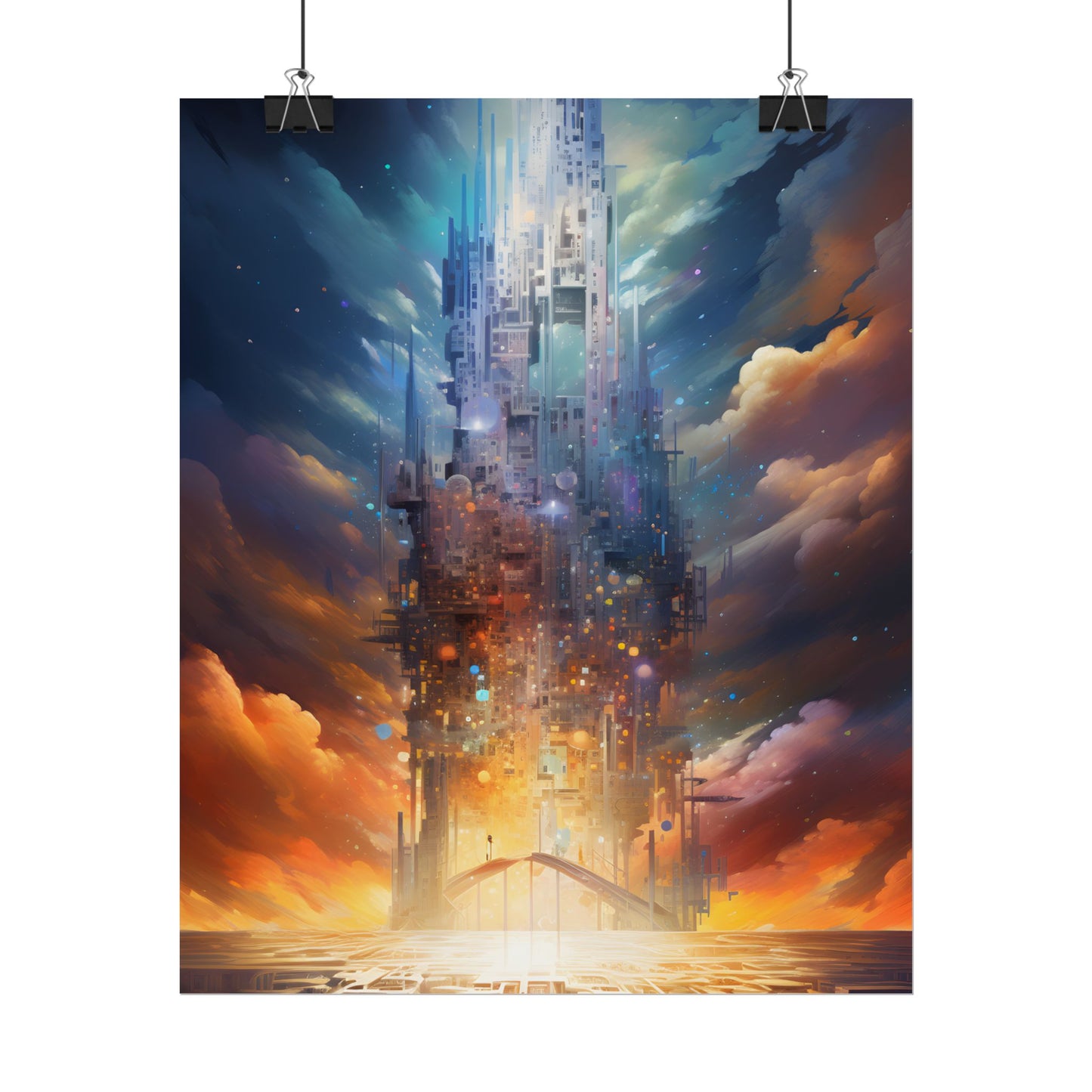 Vibrant Cyber Dreamscape: Abstract Digital Artwork - Poster
