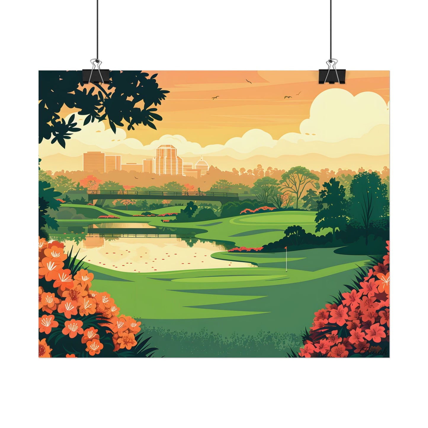 Retro Golf Illustration: Augusta National Georgia - Poster