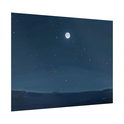 Starry Night Sky: Minimalist Beauty in Blue - Poster
