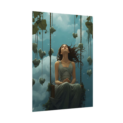 Person at Desk with Laptop: Digital Artwork - Poster