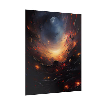 Cosmic Orbit: Six Planets Swirl Around a Black Hole - Poster