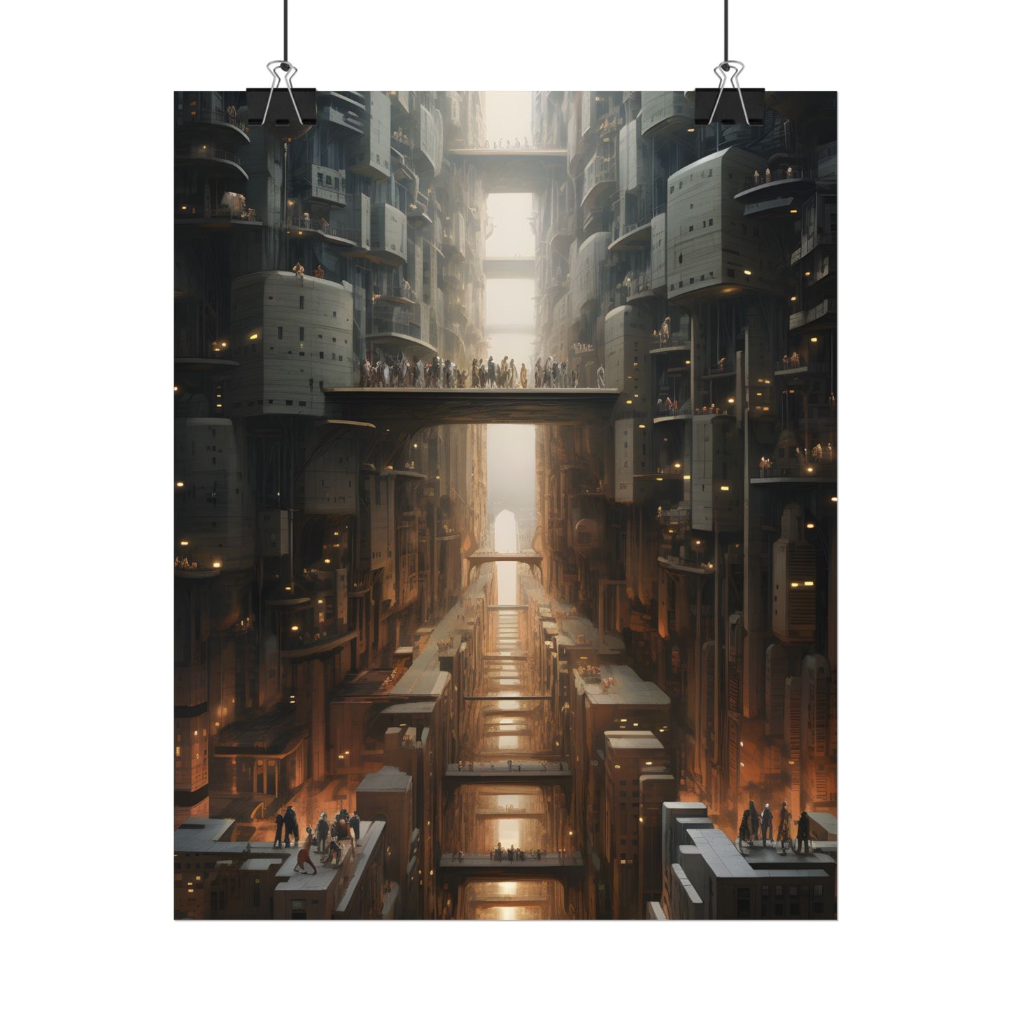 Futuristic City of Perfection: Modern Skyscrapers under Neon Lights - Poster