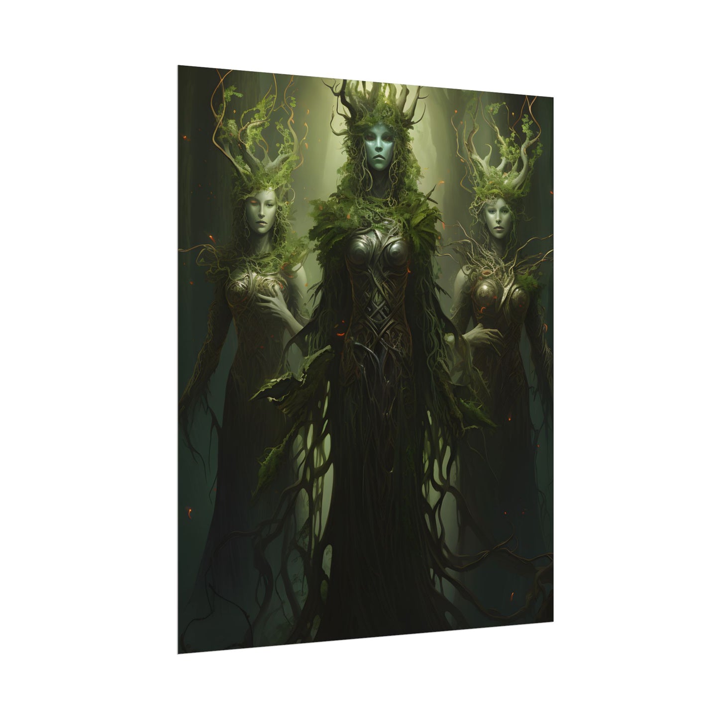 Mystical Forest Guardians: Ancient Tree Spirits Digital Art - Poster