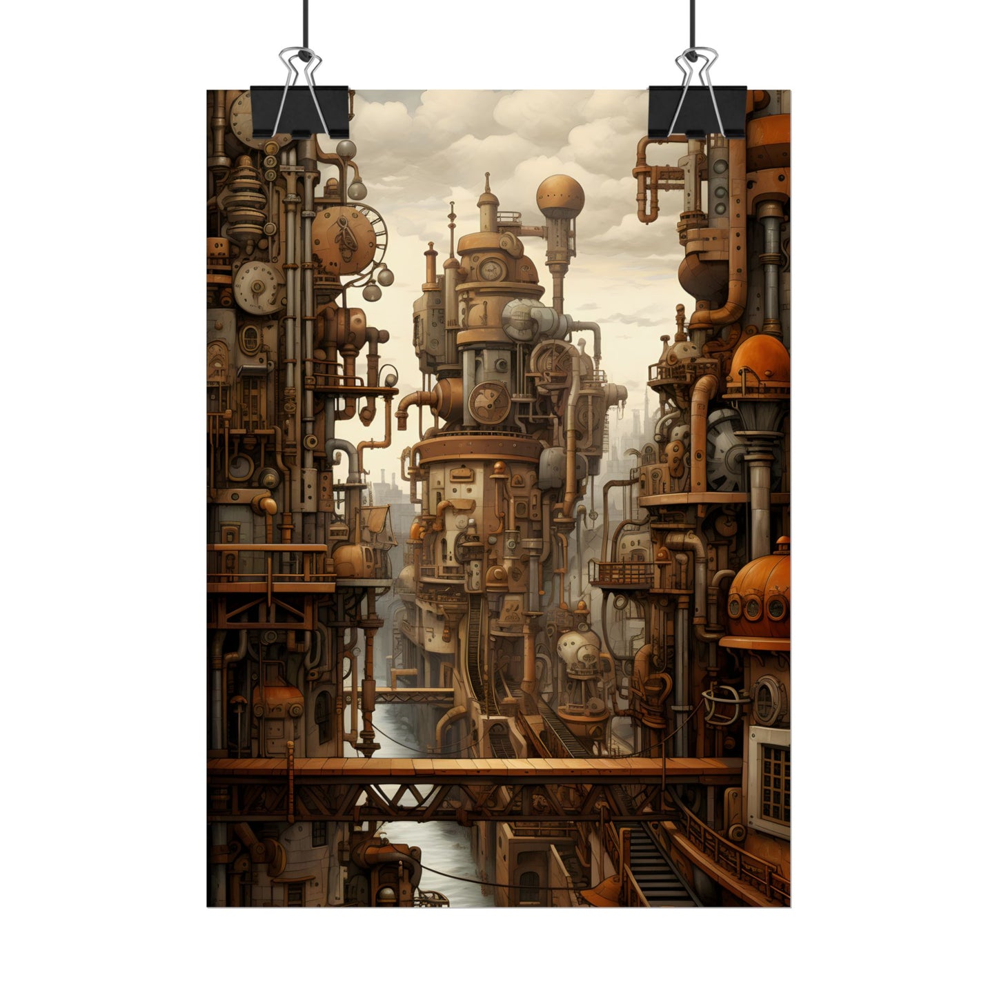 Steampunk Cityscape: Vintage Parisian Dreamscape - Poster