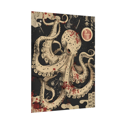 Stylized Japanese Octopus: Minimal Artwork - Poster