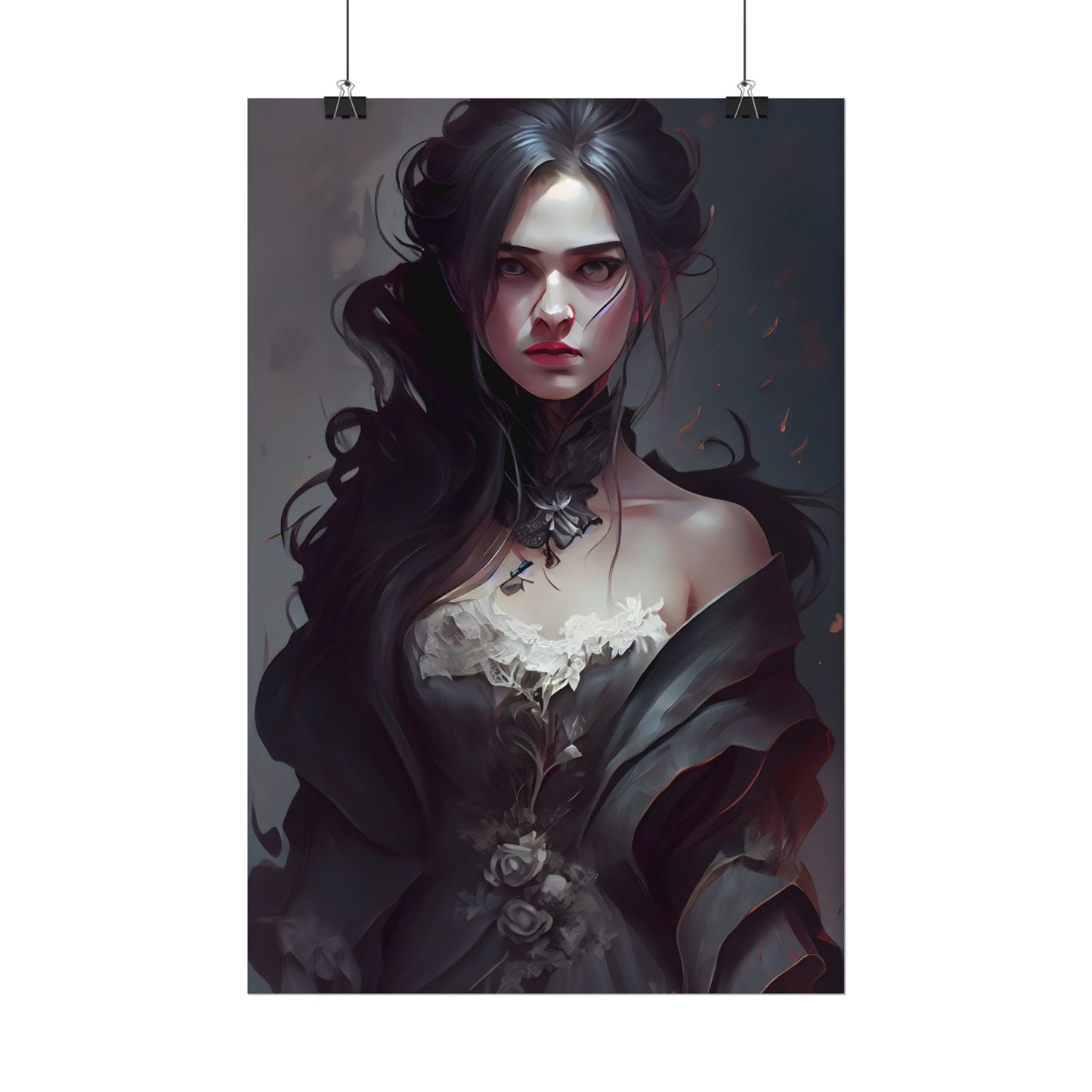 Black Haired Female Portrait: Elegant Outdoor Beauty - Poster