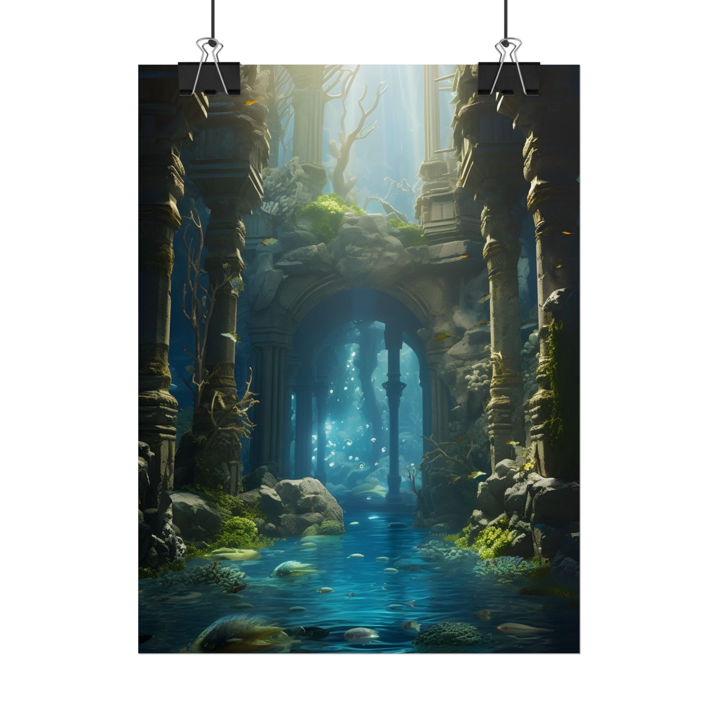 Mysterious Sunken Ancient Civilization: Underwater Artwork - Poster