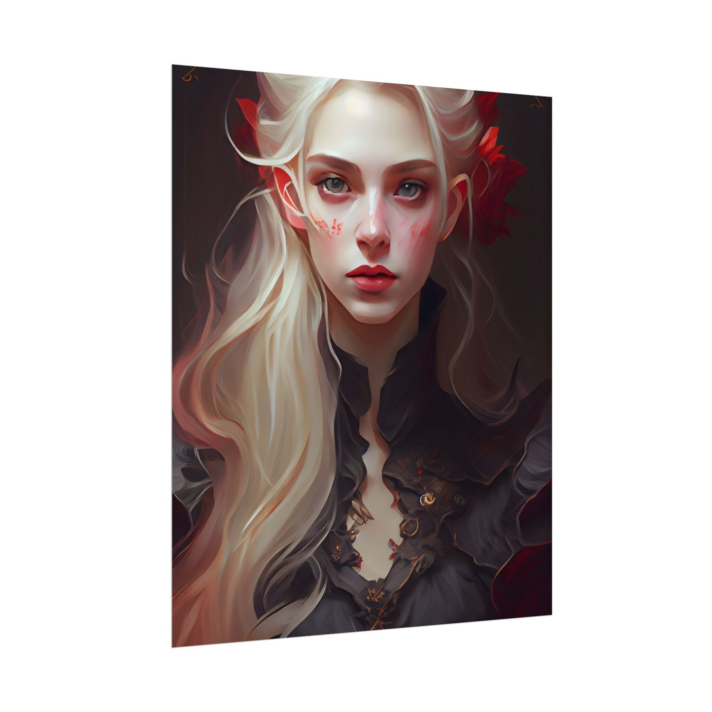 Beautiful Blonde Portrait: A Stunning Female in Black Top - Poster