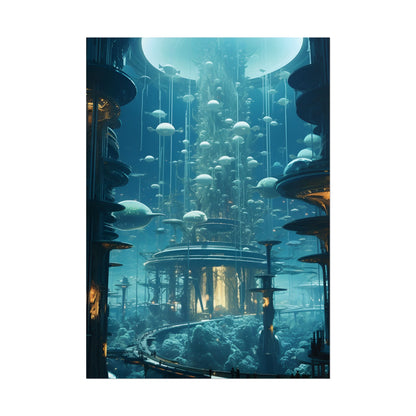 Underwater City of Tomorrow: Futuristic Urban Landscape Art - Poster