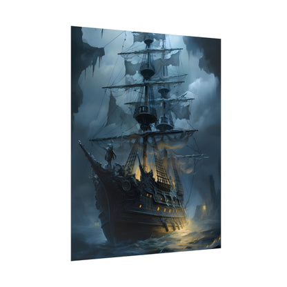 Ghost Pirate Sails: Mysterious Ocean Artwork - Poster