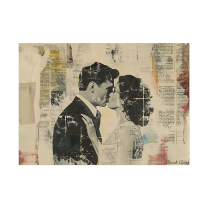 Vintage Romance: Celebratory Couple Art Poster - Poster