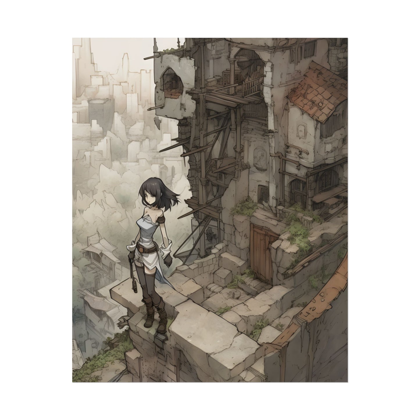 Dramatic Anime Bird Art: Detailed Illustration - Poster