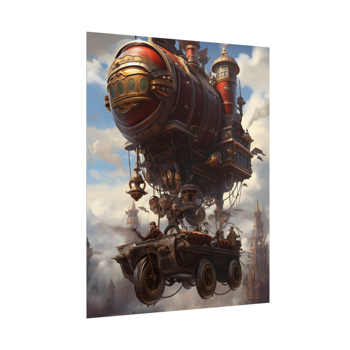 Steampunk Sky Liner Showdown: Vibrant Airship Race - Poster
