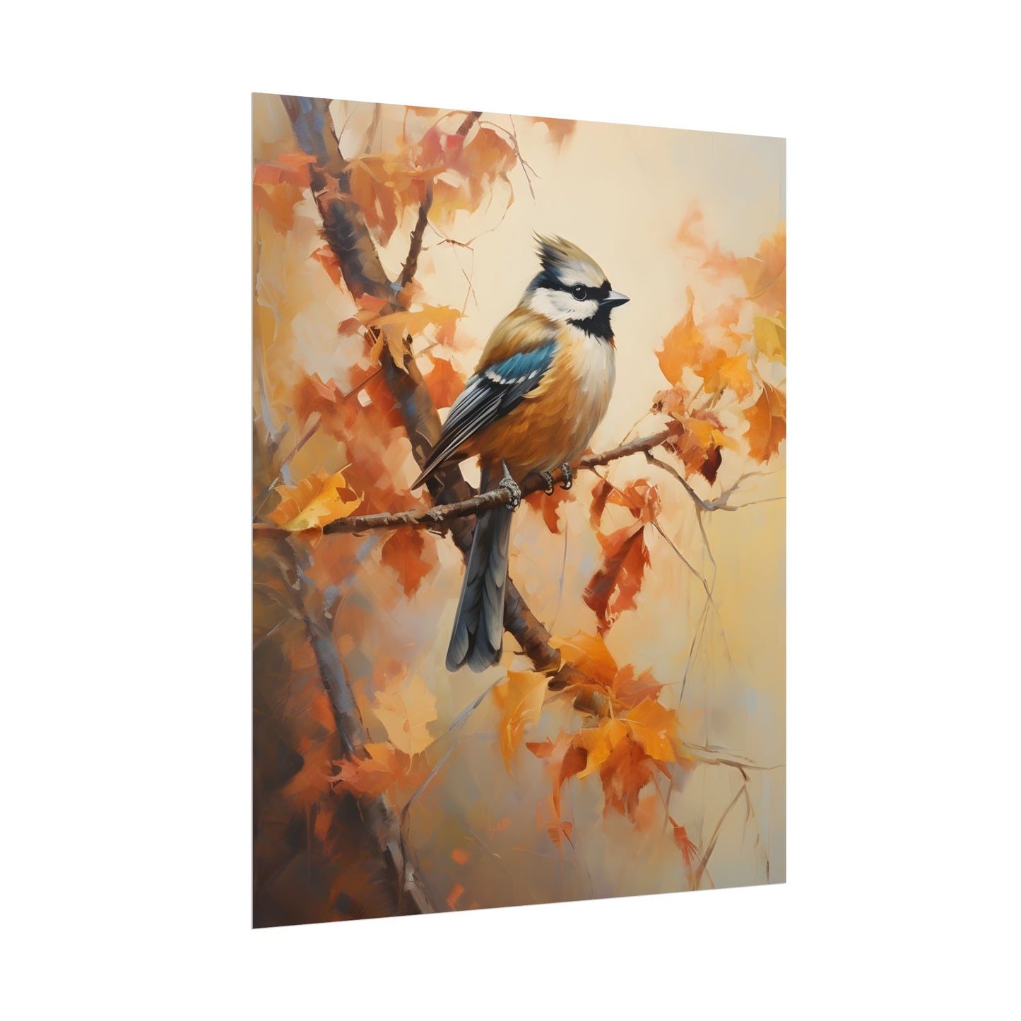Vibrant Oak Branch: Colorful Leaves Oil Painting - Poster