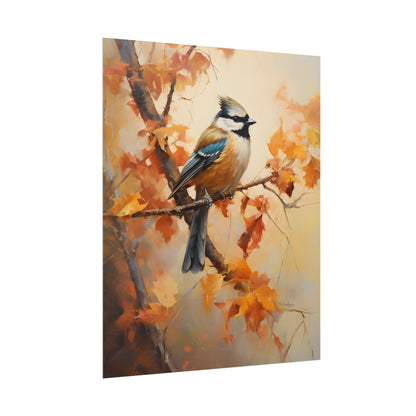 Vibrant Oak Branch: Colorful Leaves Oil Painting - Poster