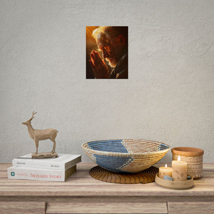 Serenity in Prayer: Elderly Man's Quiet Moment - Poster