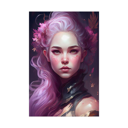 Astonishing Female Portrait with Pink Hair: Dre Artwork - Poster