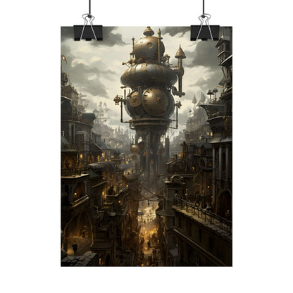 Vibrant Steampunk City: A World of Wonder - Poster
