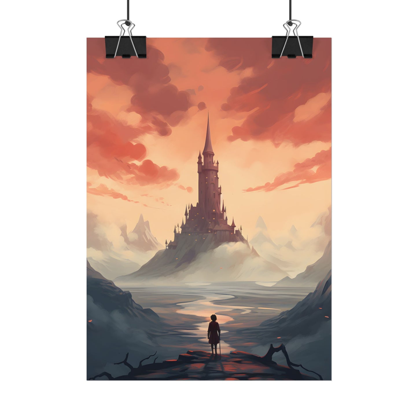 Winter Wonderland: Vibrant Snow-covered Scene with Cozy Red House - Poster