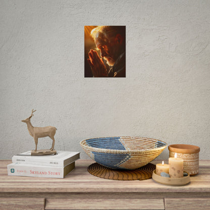 Serenity in Prayer: Elderly Man's Quiet Moment - Poster