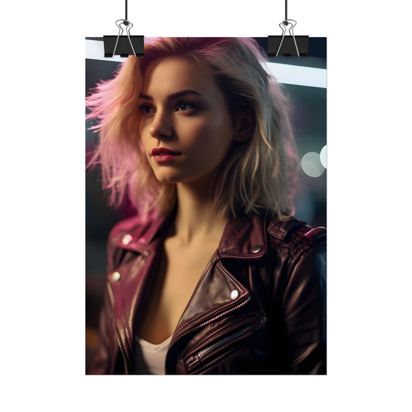Cyberpunk Teen Close-Up: Digital Artwork - Poster