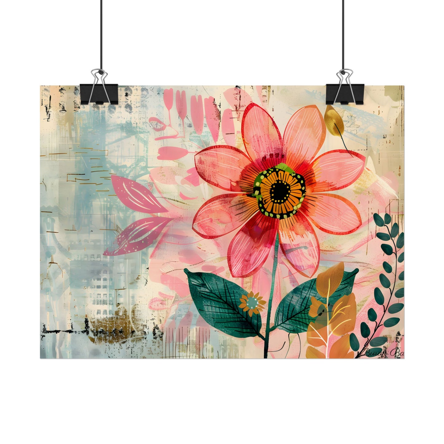 Blooming Growth: Whimsical Flower Art - Poster