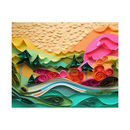Magical Beach Landscape: Paper Quilling Art Piece - Poster