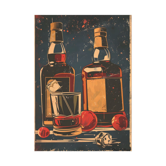 Classic Vintage Cocktail: Old-Fashioned Glass Artwork - Poster