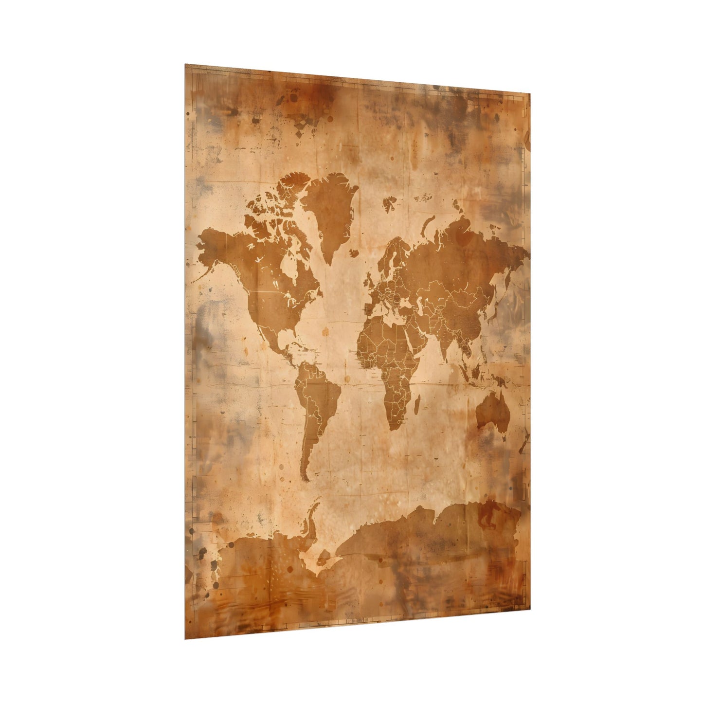 Vintage World Map: Artistic Cartography on Canvas - Poster