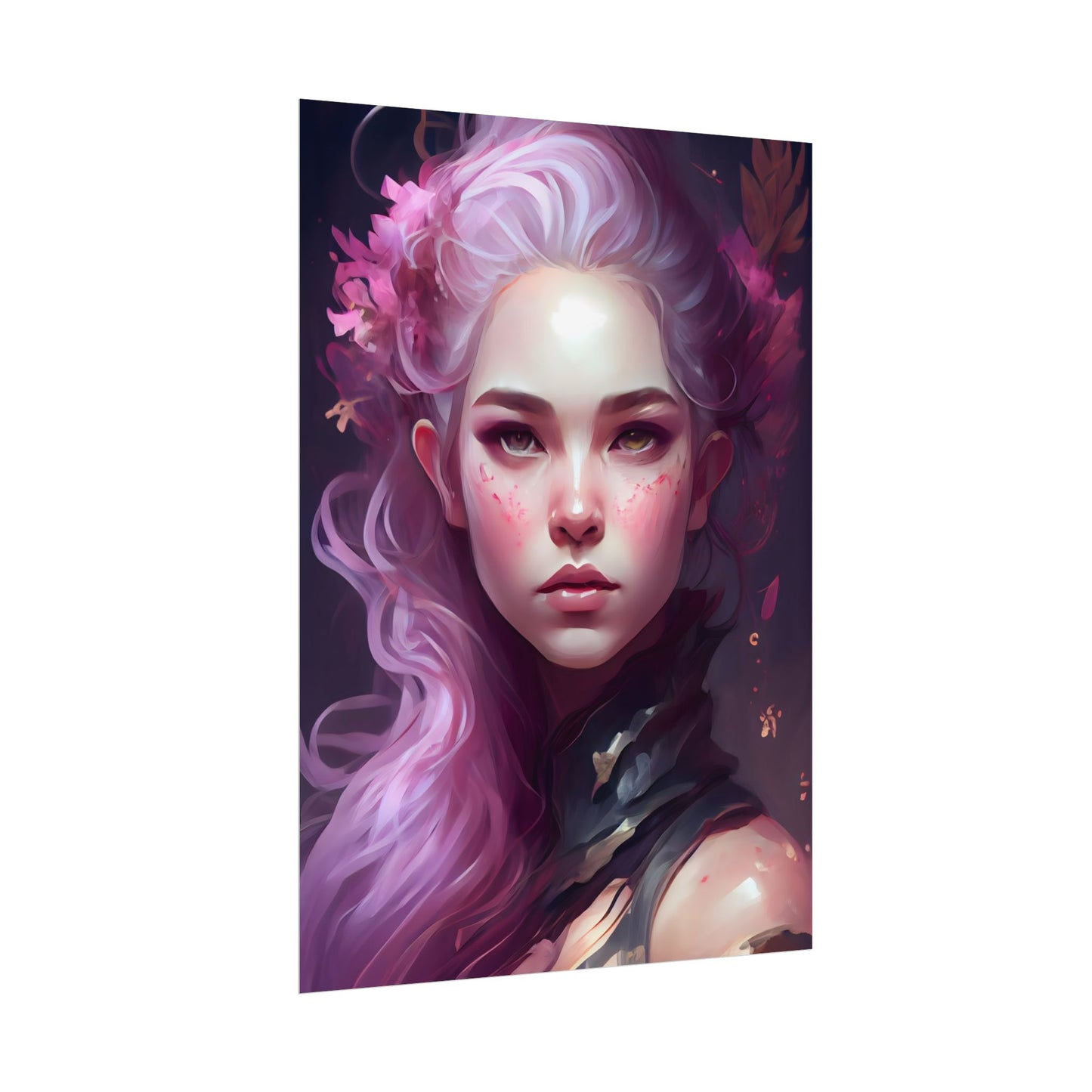 Astonishing Female Portrait with Pink Hair: Dre Artwork - Poster