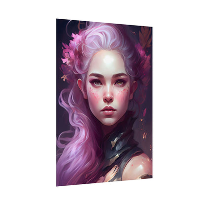 Astonishing Female Portrait with Pink Hair: Dre Artwork - Poster