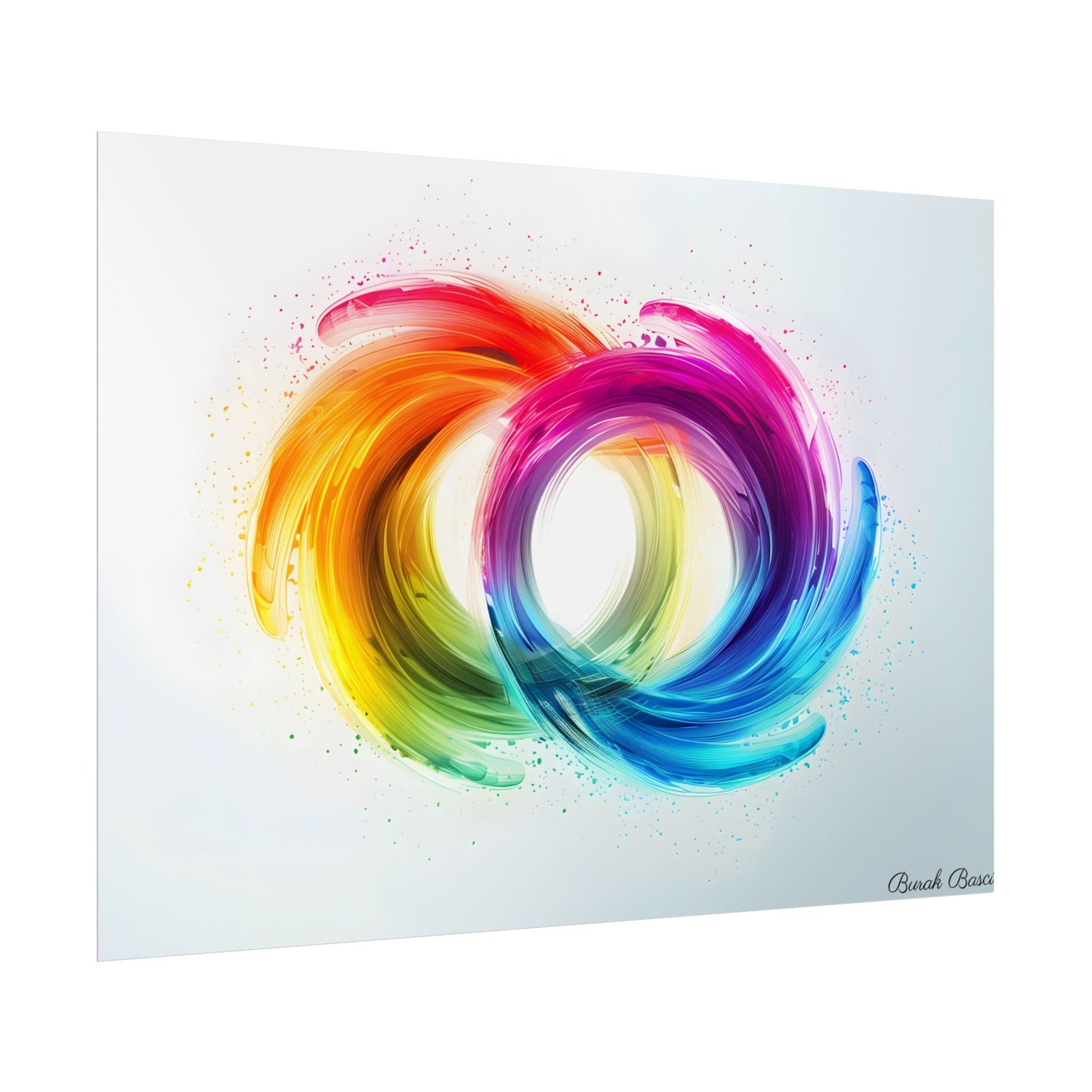 Swirling Colors: Gradient Artwork with Red, Blue, and Yellow Circles - Poster