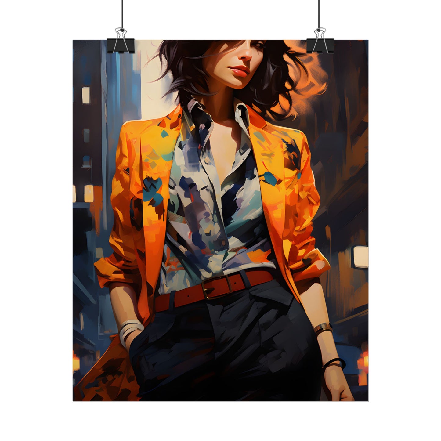 Urban Youthful Portrait: Fashionable City Style Digital Art - Poster