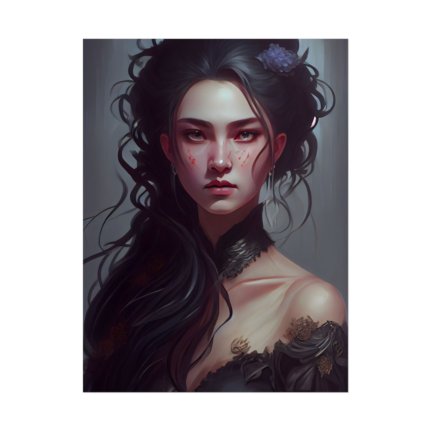 Astonishing Female Portrait: Dr. Black Hair Elegance - Poster