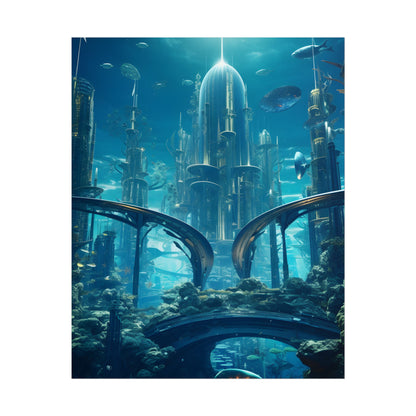 Underwater City of the Future: Sleek Modern Architecture - Poster