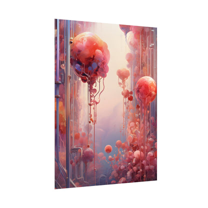 Futuristic Cyber Dreamscape: Abstract Digital Art - Poster
