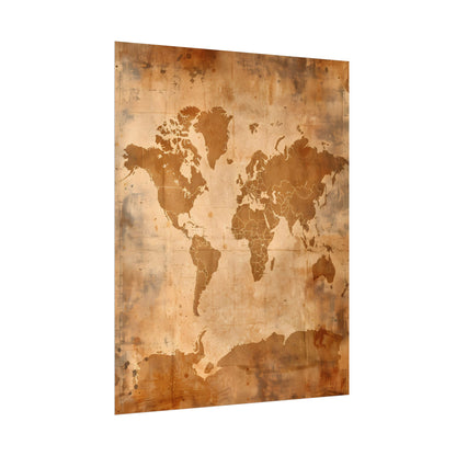 Vintage World Map: Artistic Cartography on Canvas - Poster