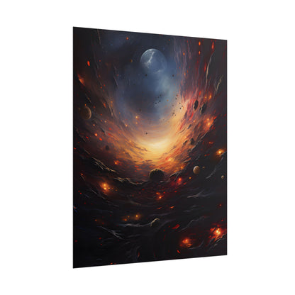 Cosmic Orbit: Six Planets Swirl Around a Black Hole - Poster