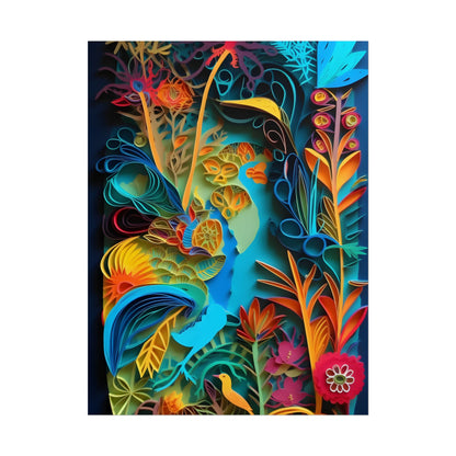 Indian Quilled Landscape: Colorful Paper Art - Poster