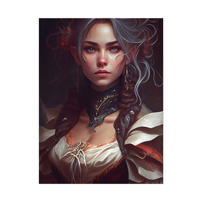 Glamorous Mid-20s Female Portrait: Black Hair Artwork - Poster